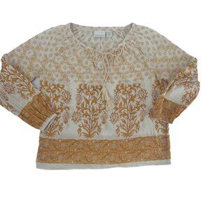 Cynthia Rowley Cotton Smock Paisley Floral Blouse Large